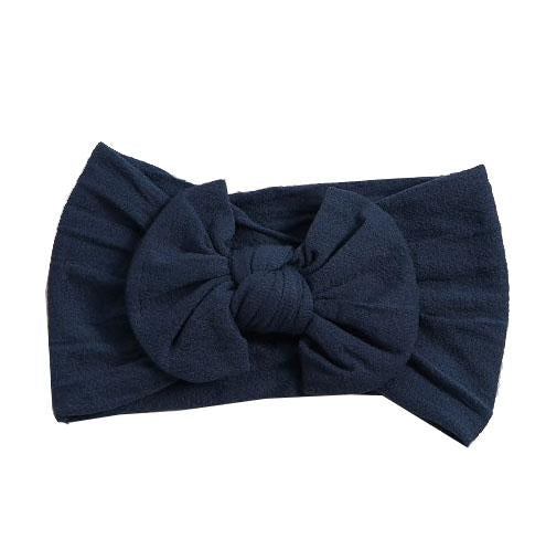 Wide nylon headband in navy blue, butter-soft for newborn to toddler.