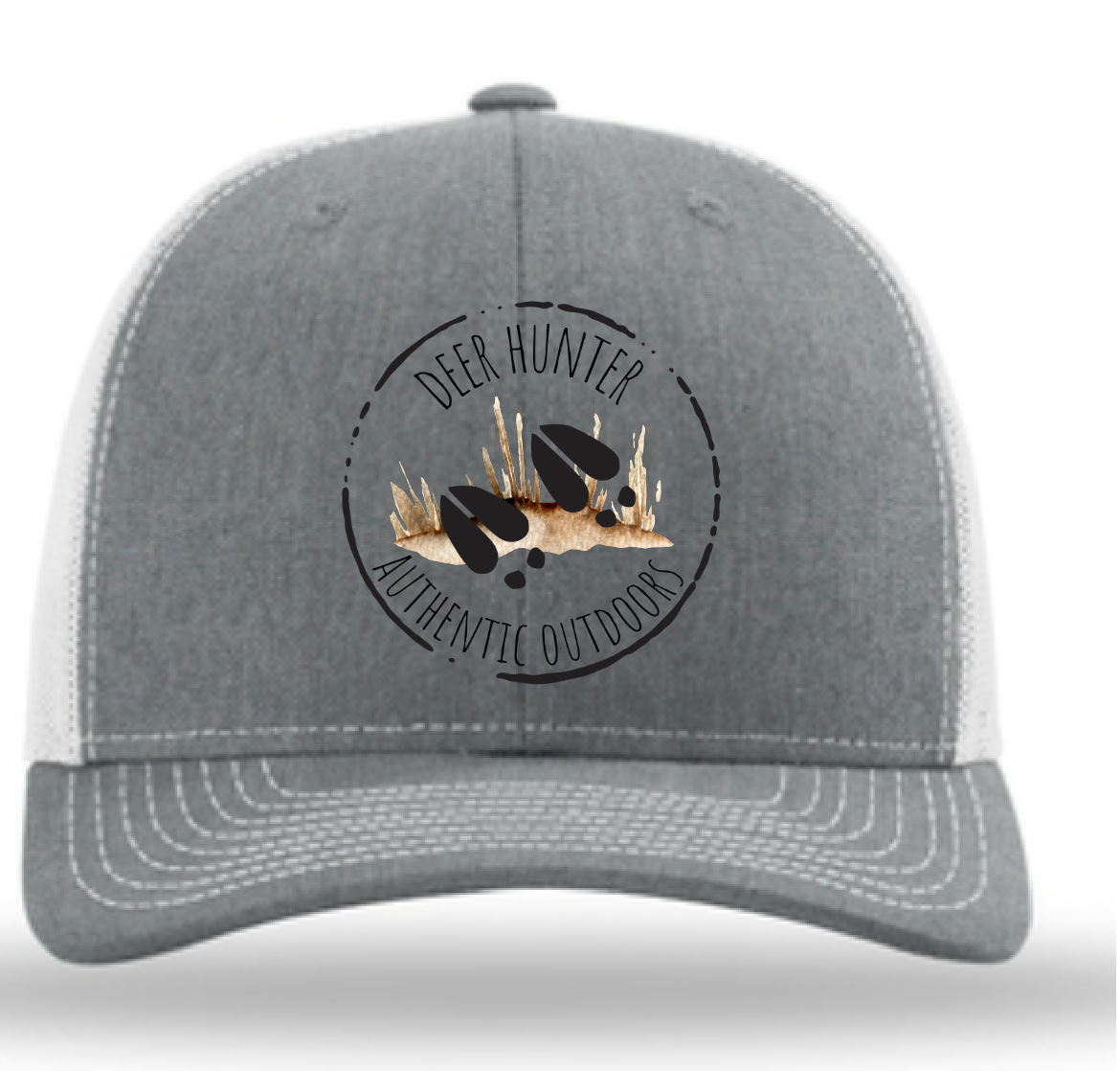 Phoenix Cap Co Deer Hunter Trucker Mesh Hat with deer design and plastic snap closure.