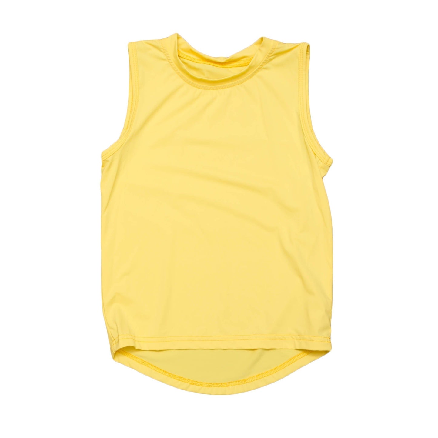 Yellow High Low Kid Tank top with sleeveless design and rounded neckline