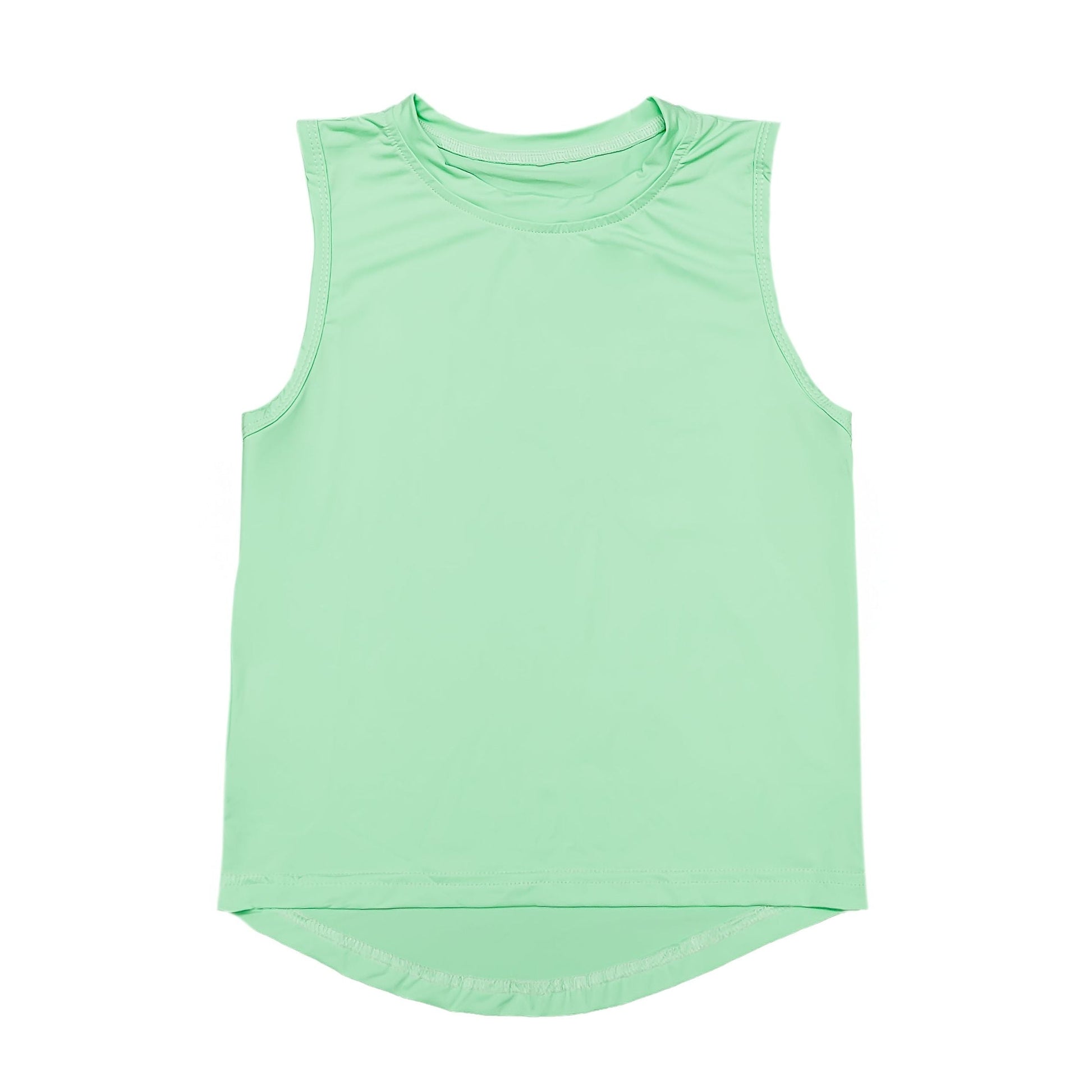Neon green high low sleeveless kid tank top