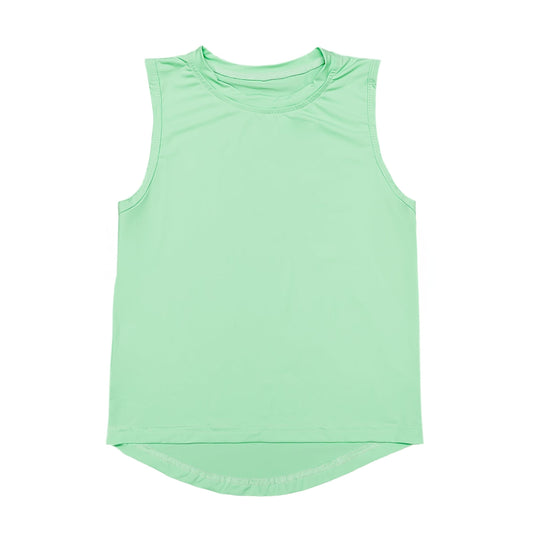 Neon green high low sleeveless kid tank top