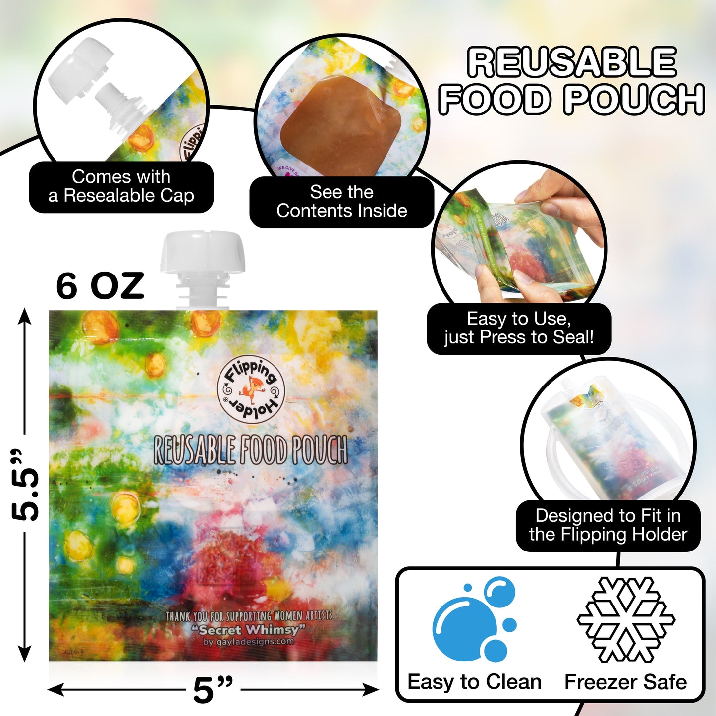 Reusable pouches full view