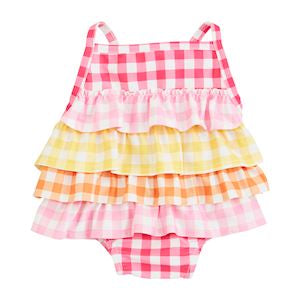 Gingham ruffle swimsuit front view