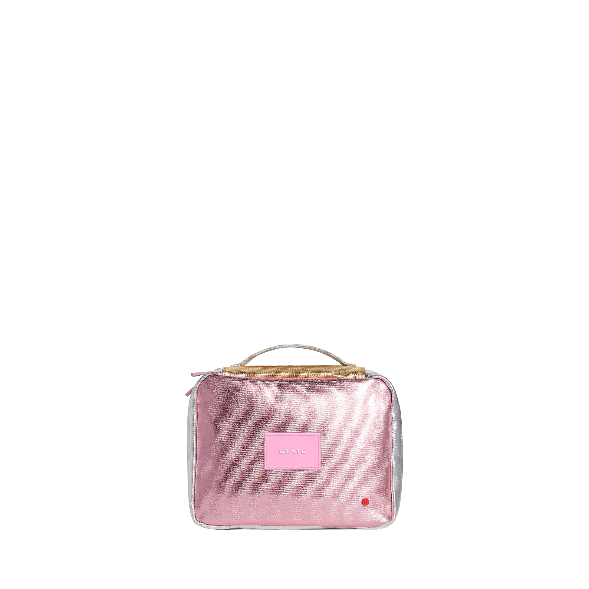 Bensen Toiletry Kit in Pink/Silver, front view