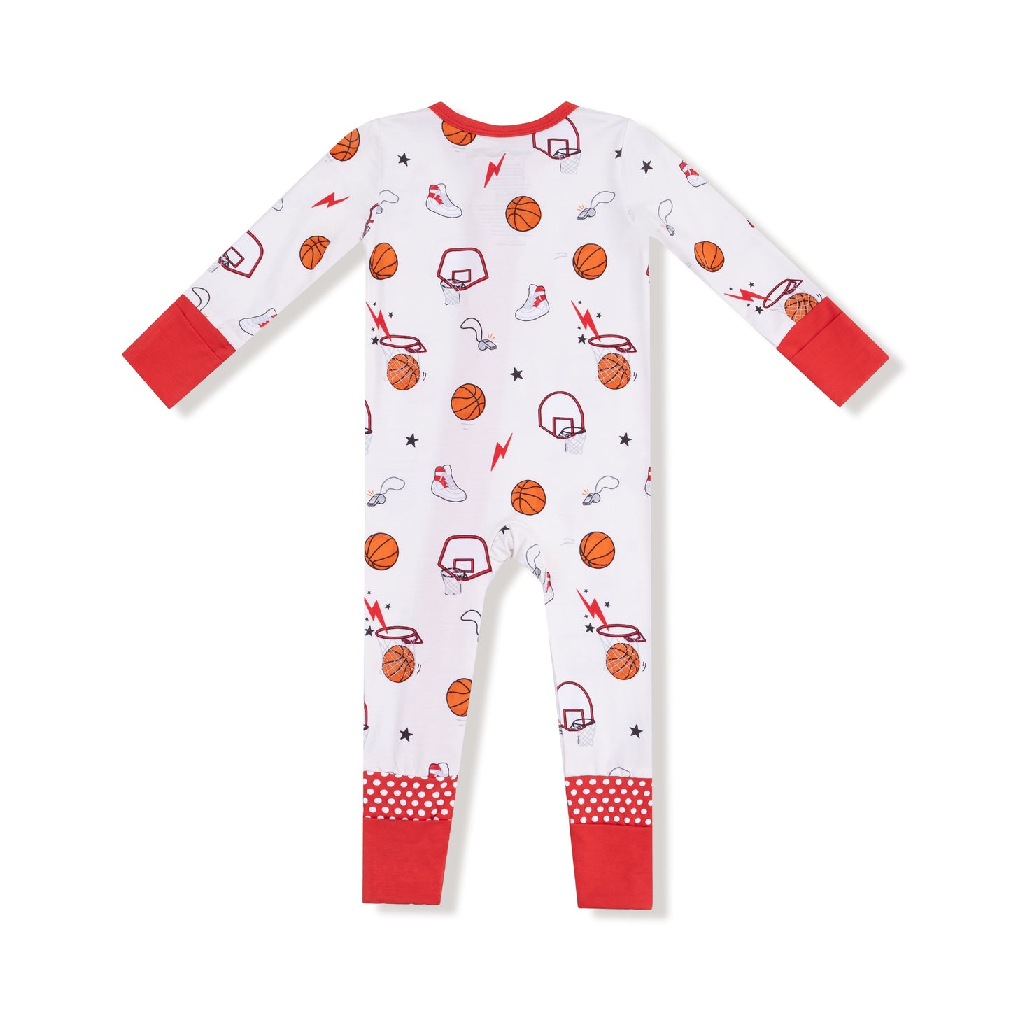 Basketball convertible romper, back view