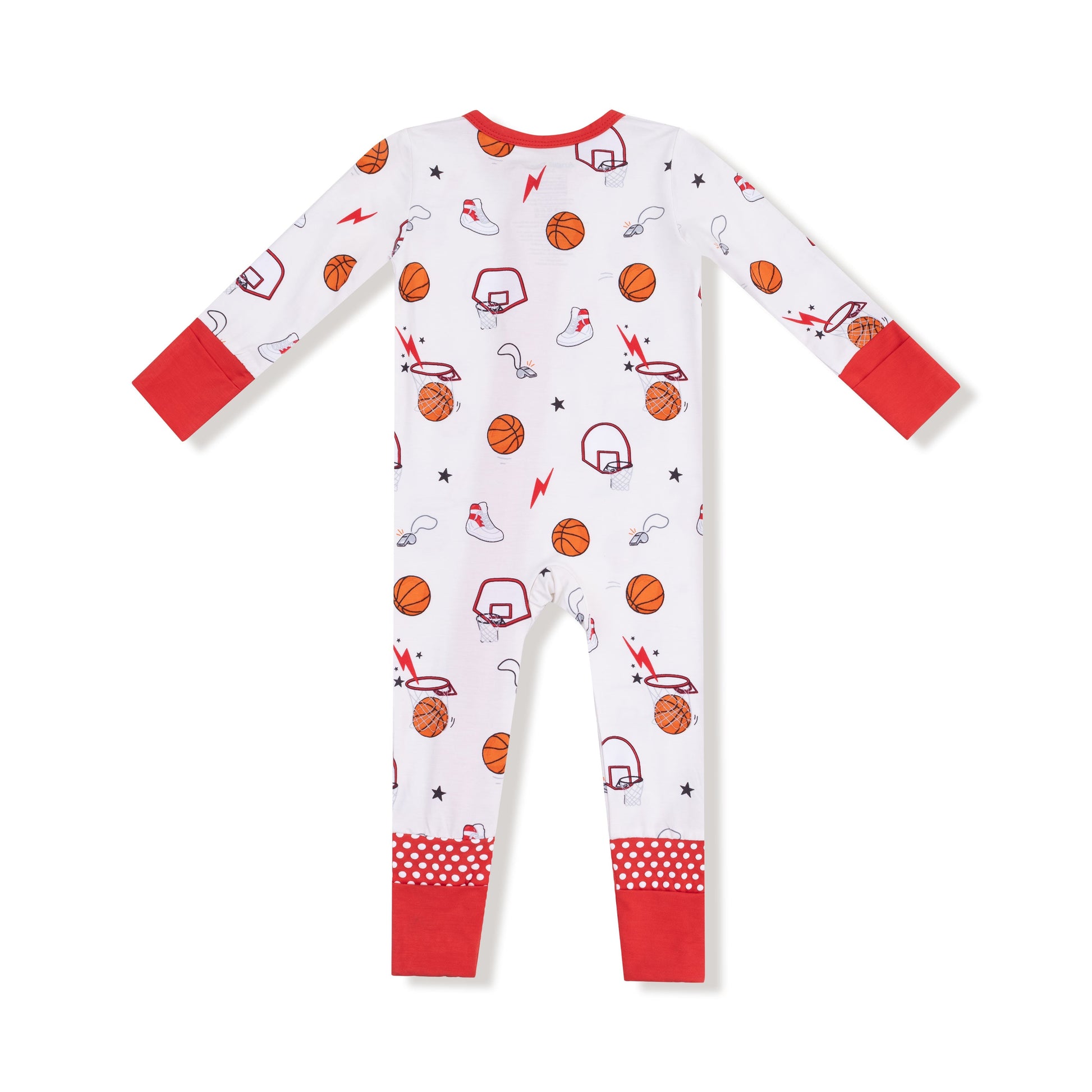 Basketball convertible romper, back view