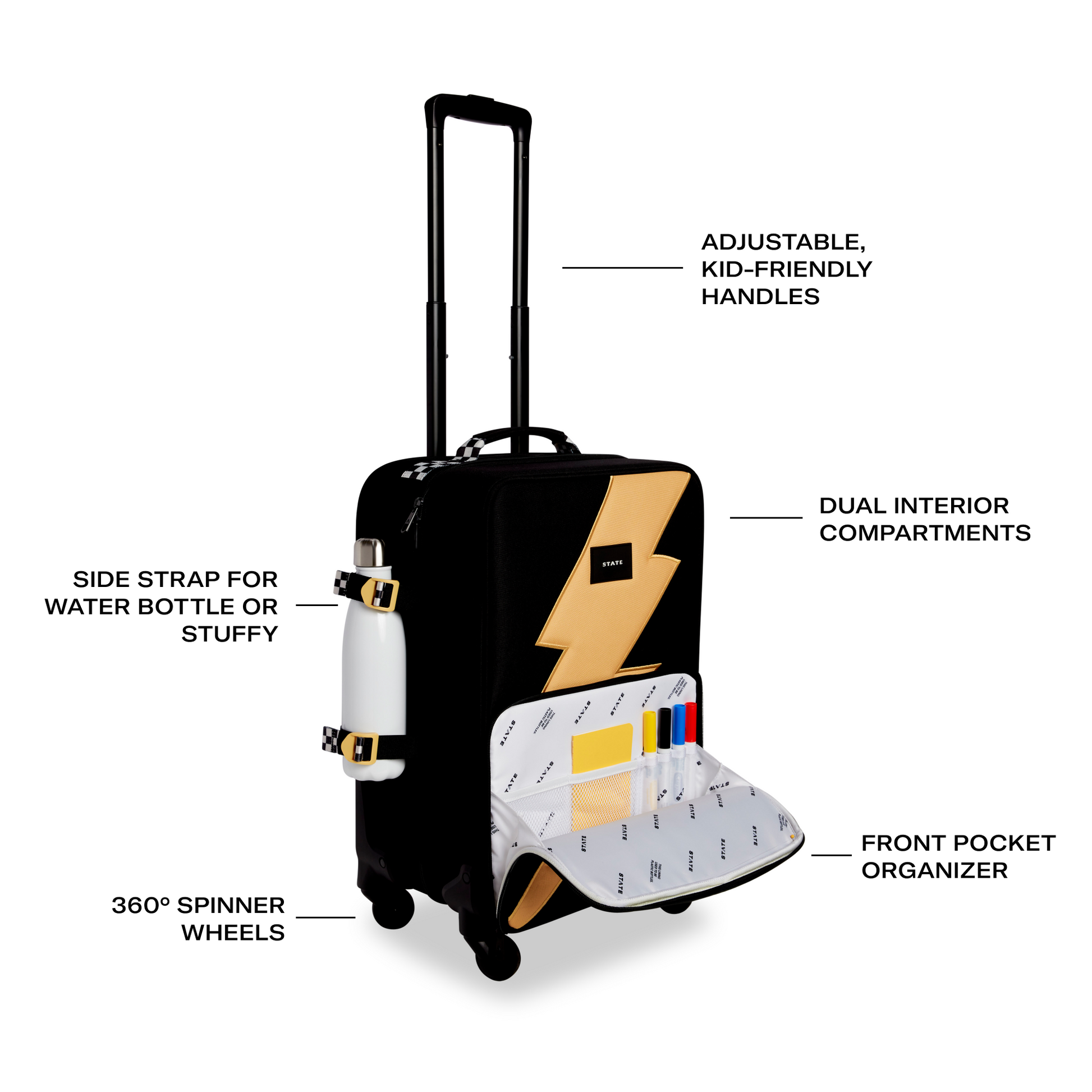 Logan Carry-On Suitcase in Bolt, side detail