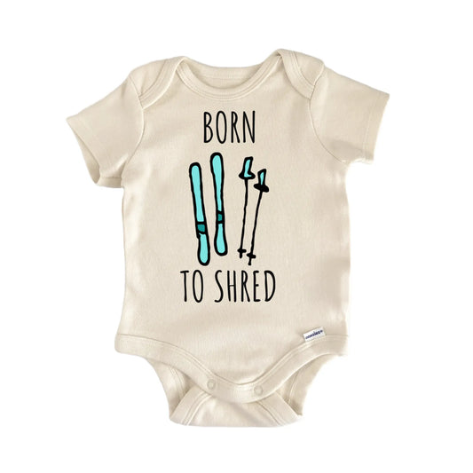 Born To Shred Skiing Ski Infant Gift Baby Bodysuit