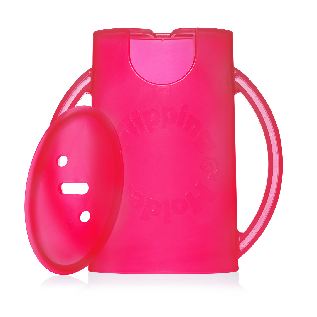 Pink Flipping Holder Deluxe with lid, front view