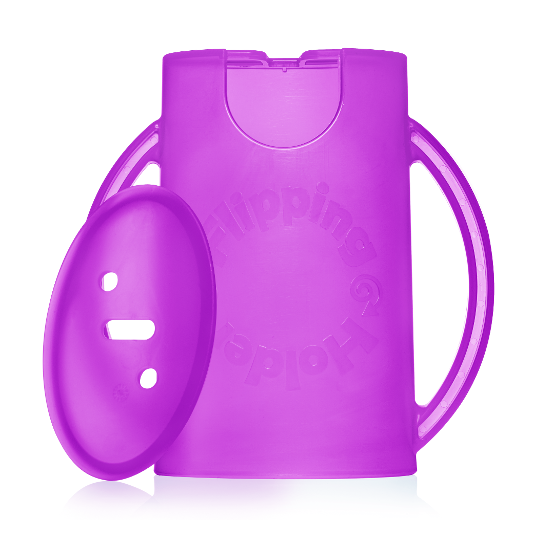Purple Flipping Holder Deluxe with lid, front view