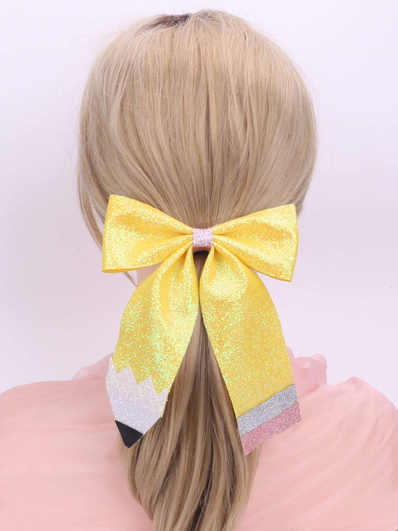 Back to School Sequin Bow Hairpin bows, fabric and material close-up