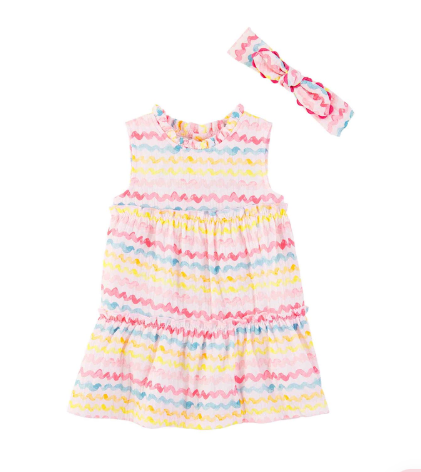 Rainbow Ric-Rac Dress & Headband Set