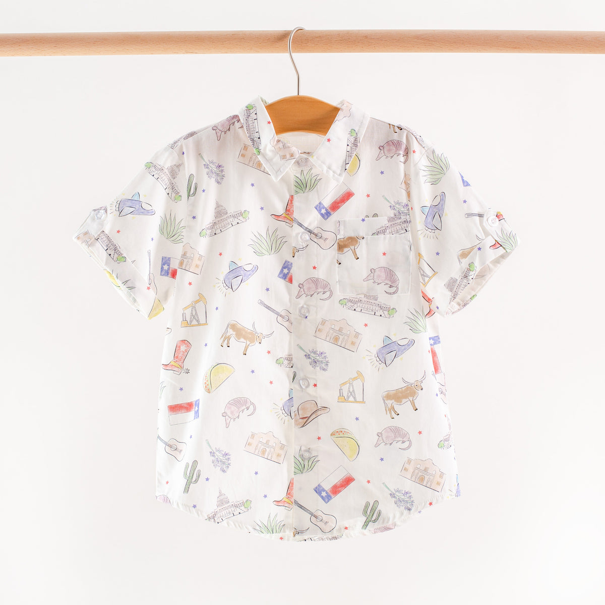 Texas Kids Short Sleeve Collared Shirt