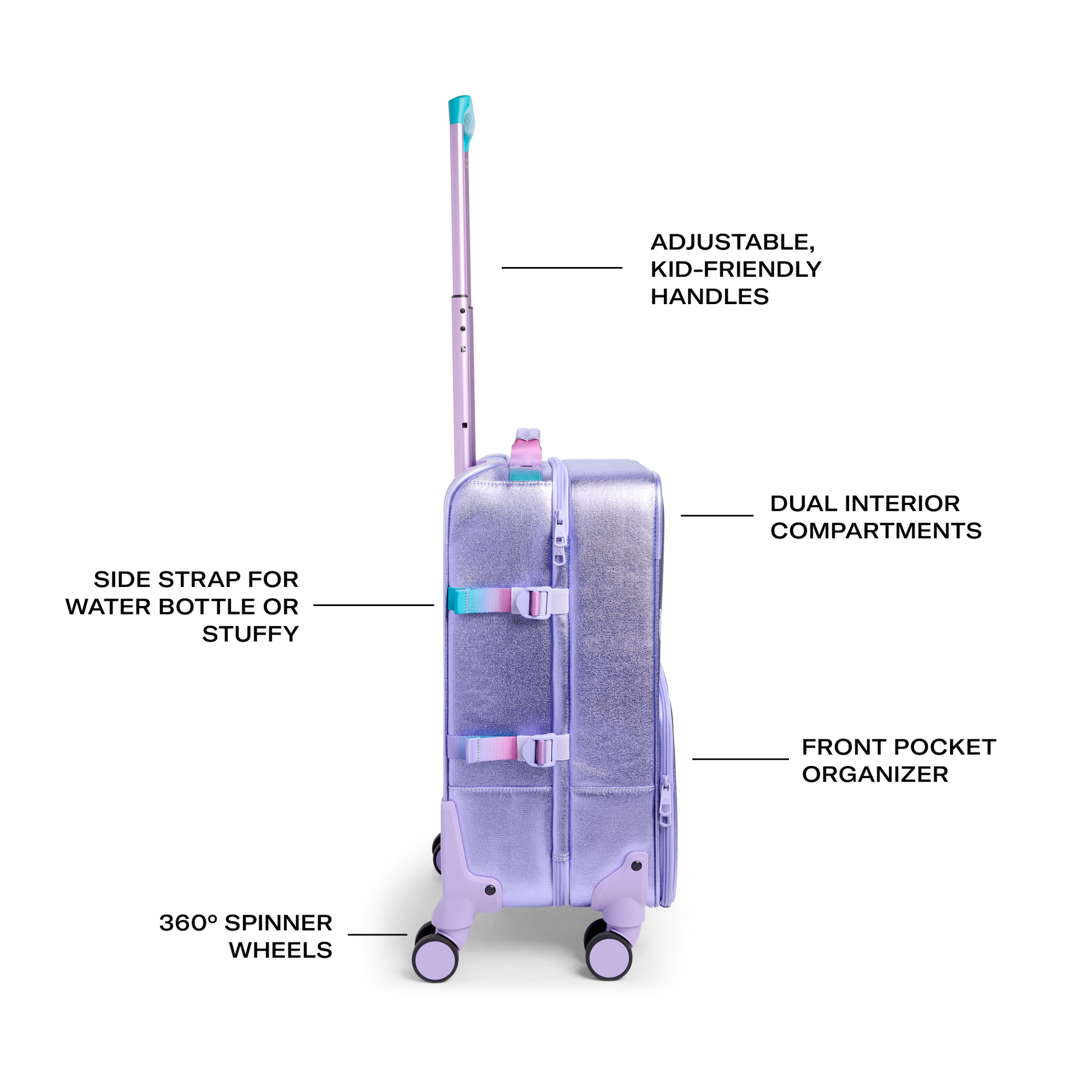 Logan Carry-On Suitcase in Butterfly, side detail
