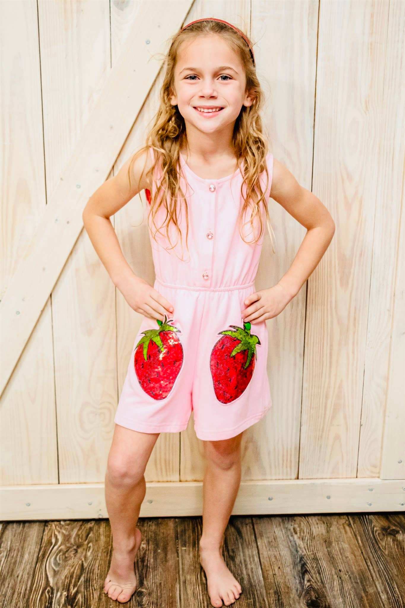 Sequin Strawberry Girls Romper