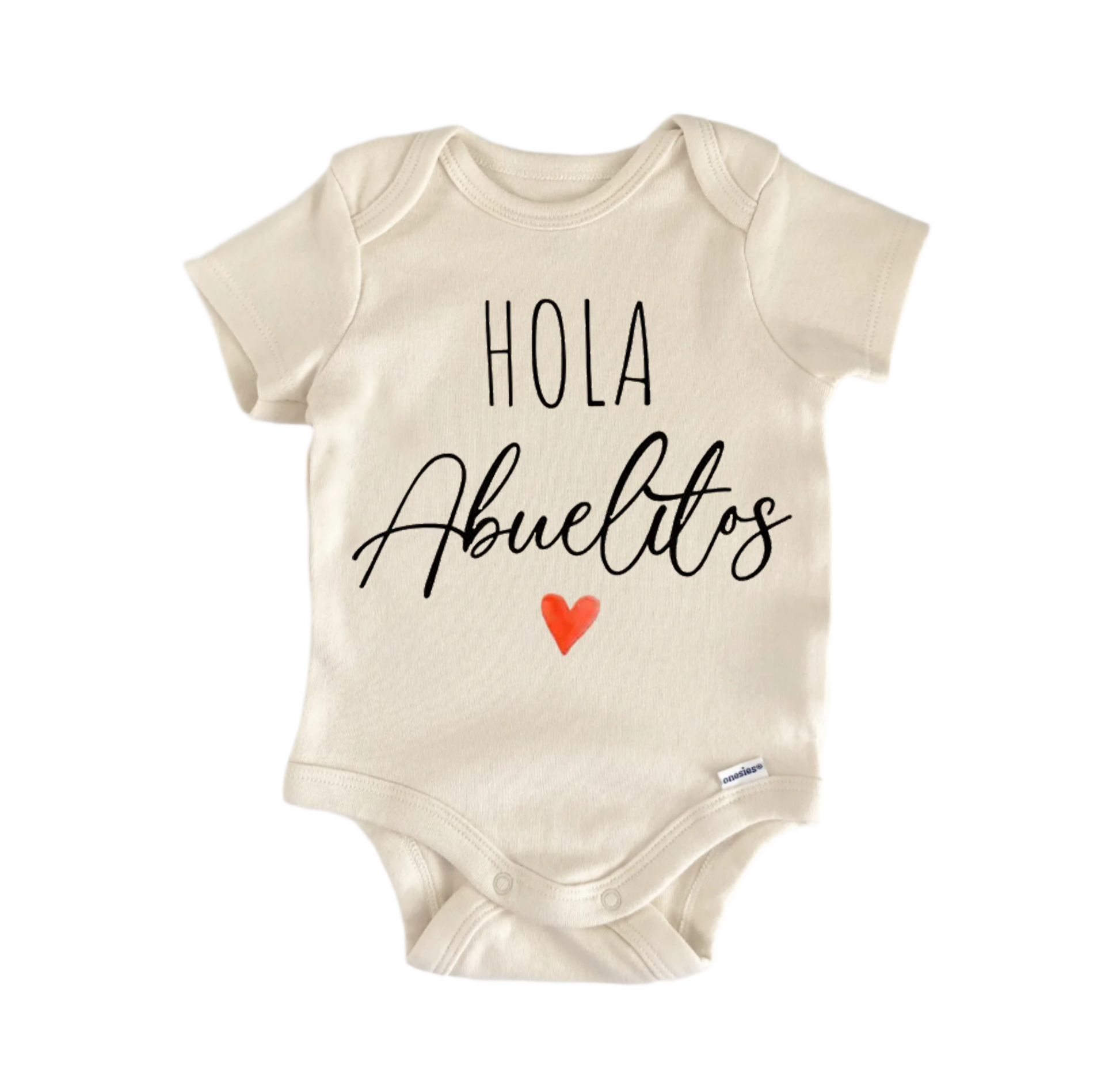 Hola Spanish abuelitos newborn baby onesie front view