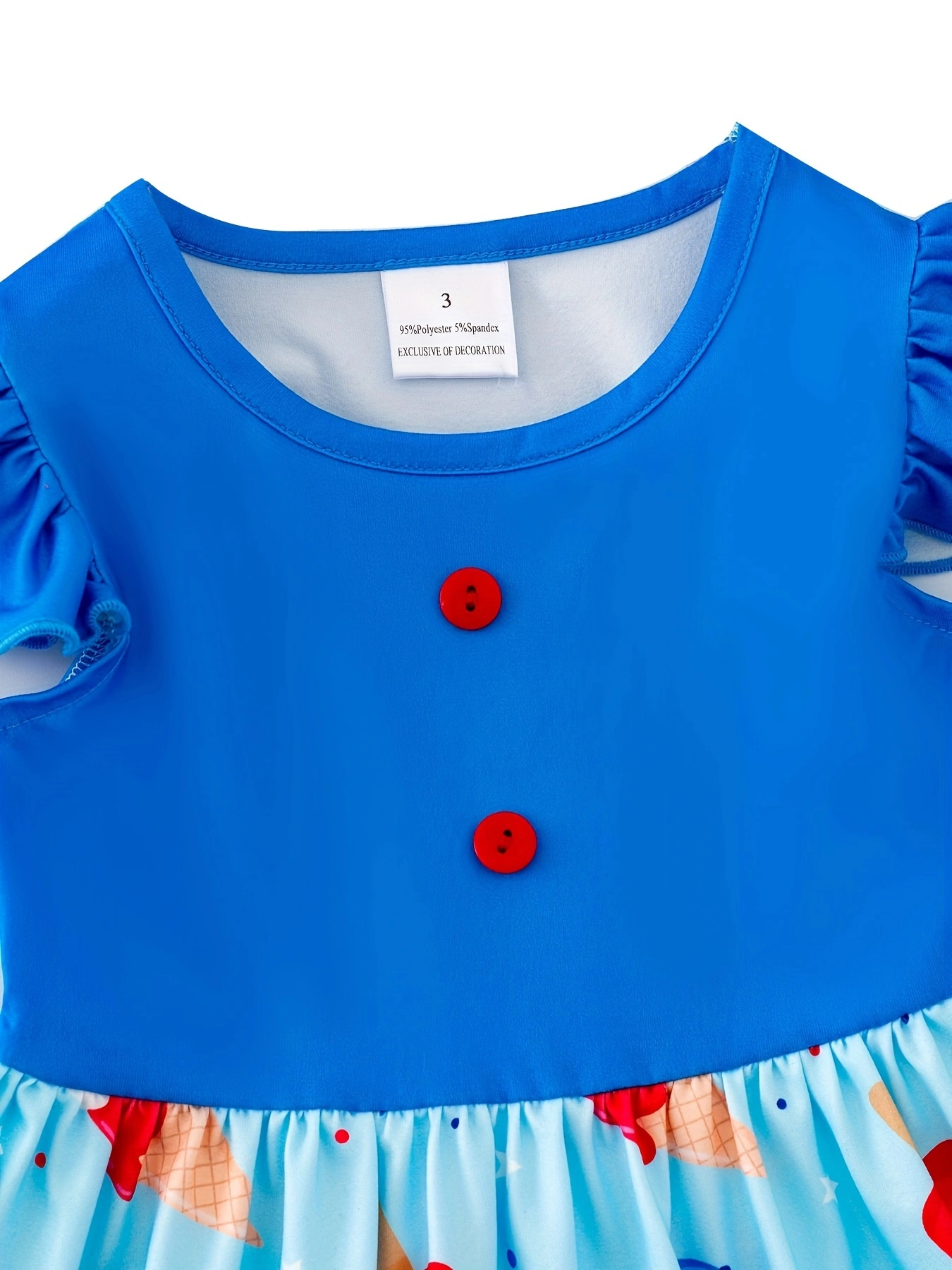 4th of july Ice Cream Print Plaid Girls Ruffle Dress
