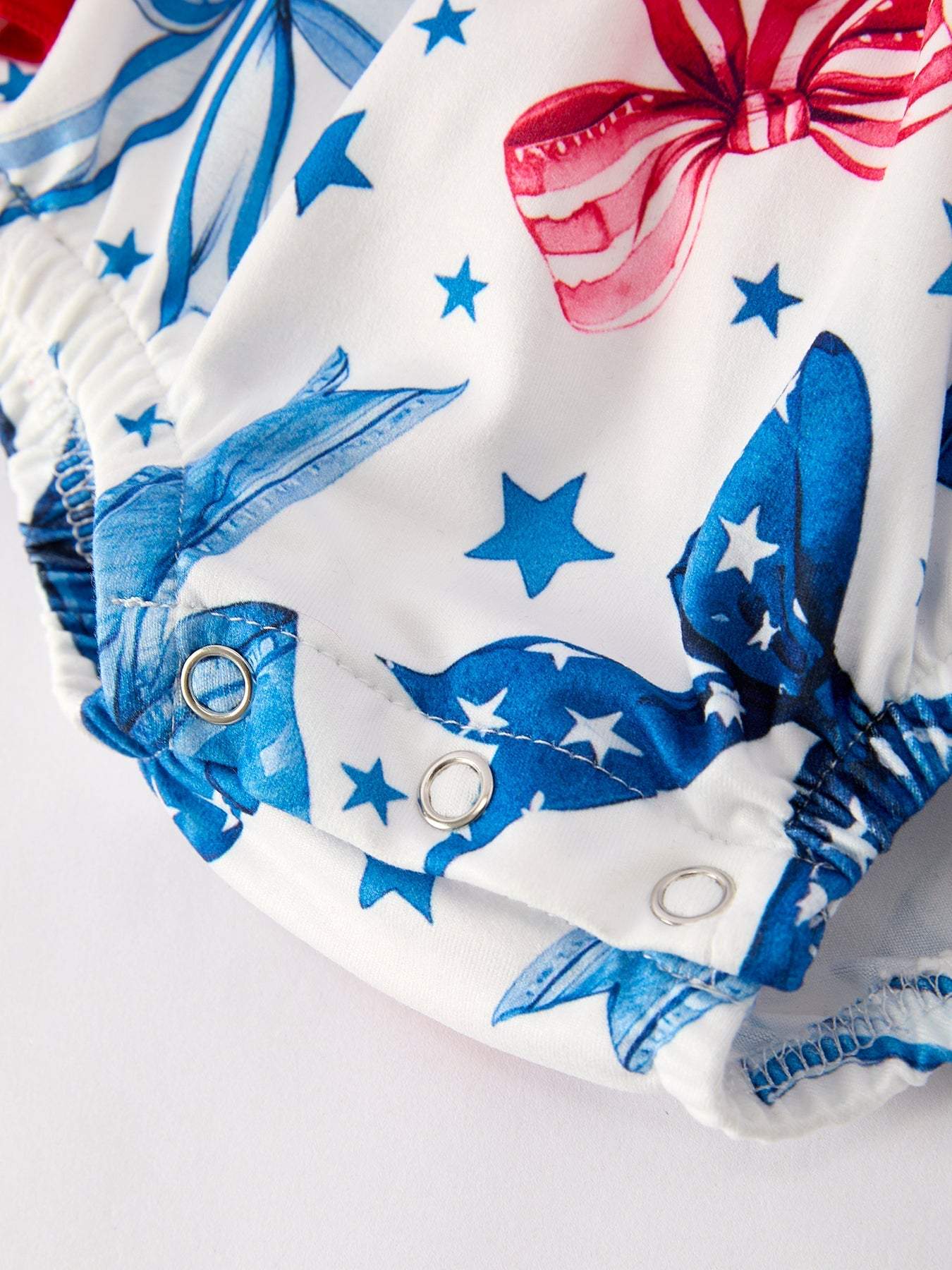 4th of july Bow Print Girls Romper - fabric and material close-up
