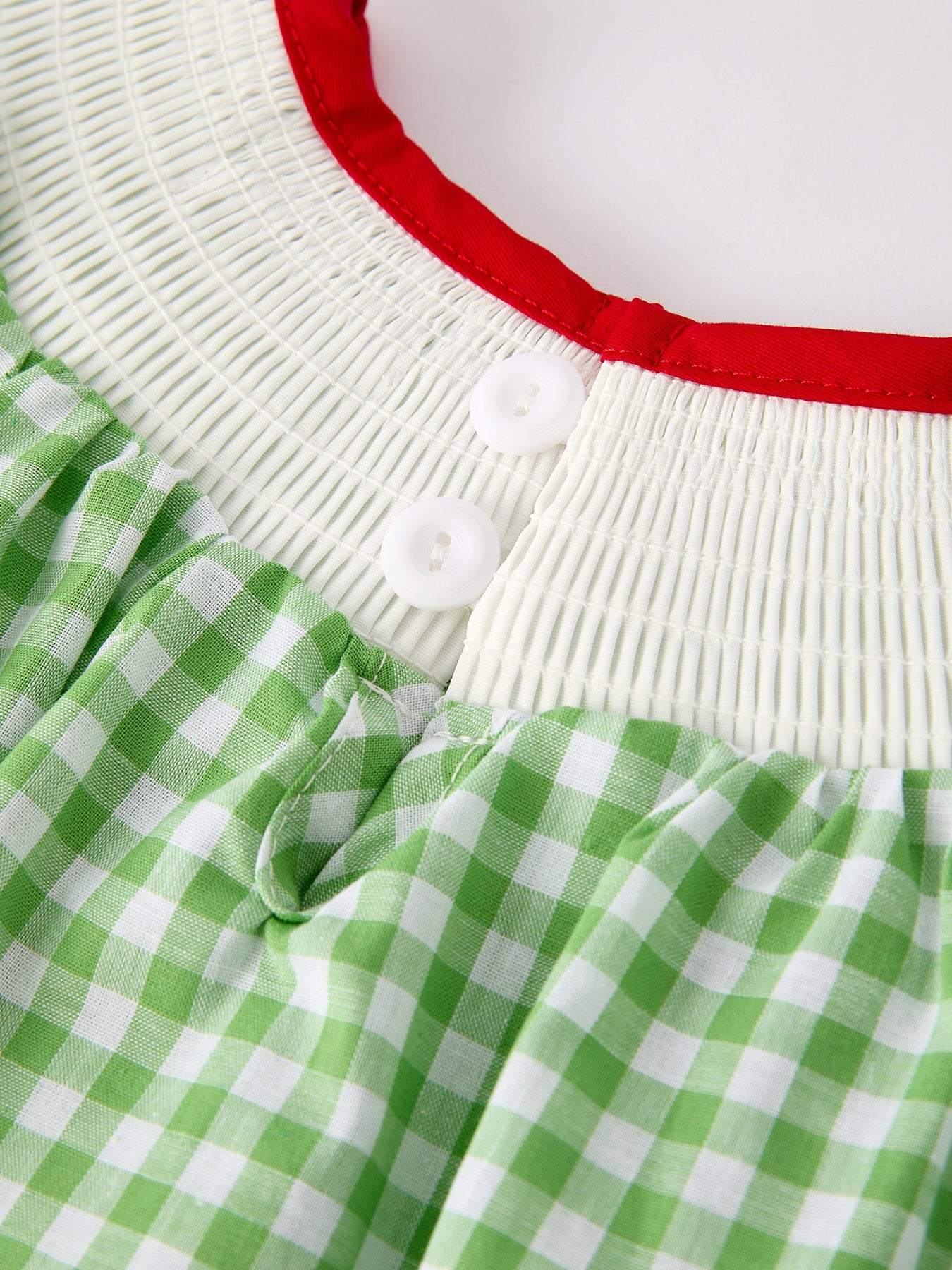 Back To School Girls Green Plaid Smocking Dress - additional product view