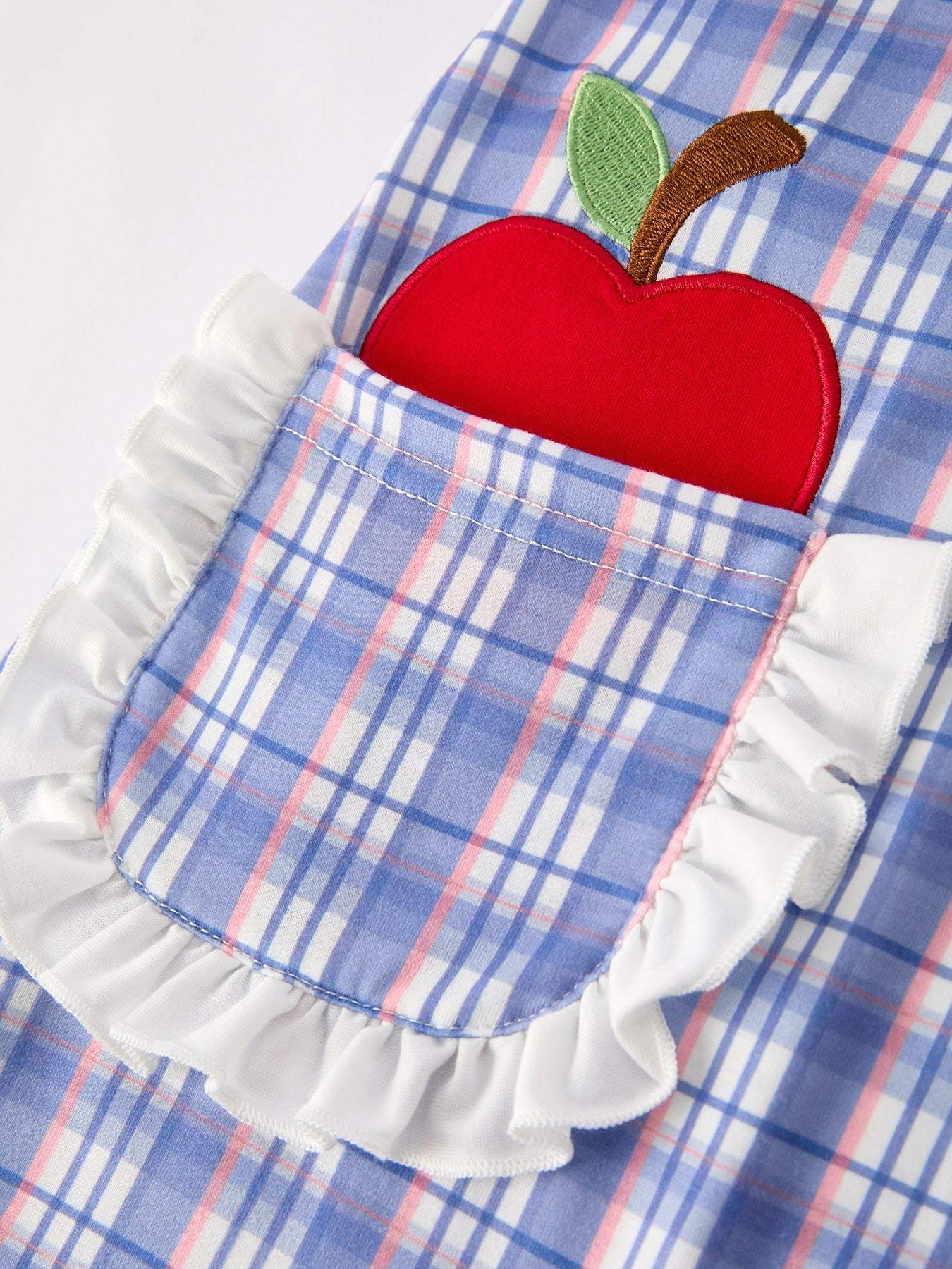 BACK TO SCHOOL Pocket Applique Check Girls Dress - side view