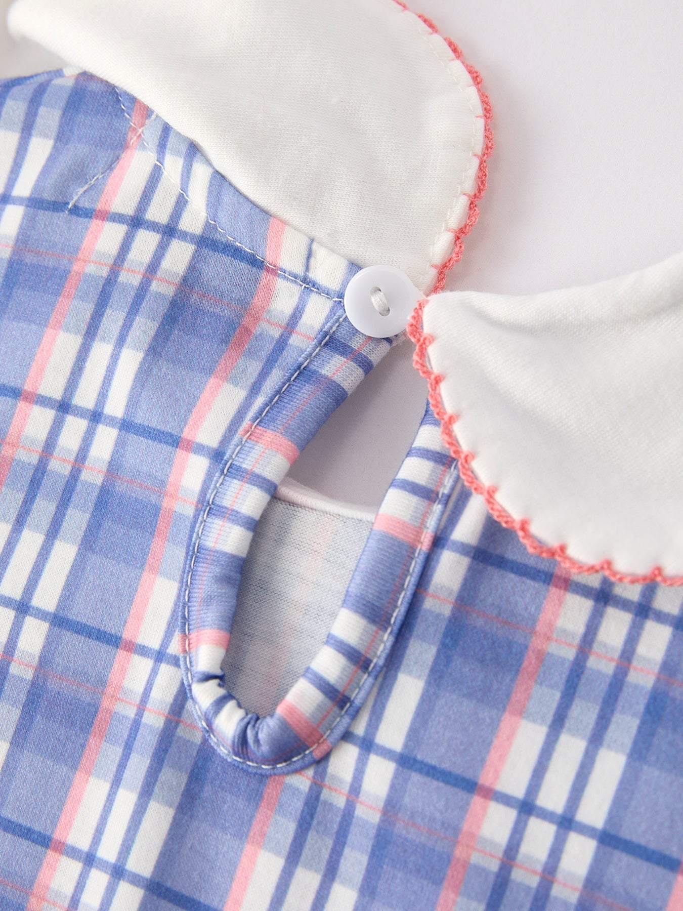 BACK TO SCHOOL Pocket Applique Check Girls Dress - fabric and material close-up