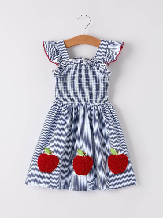 BACK TO SCHOOL Apple Applique Girls Dress