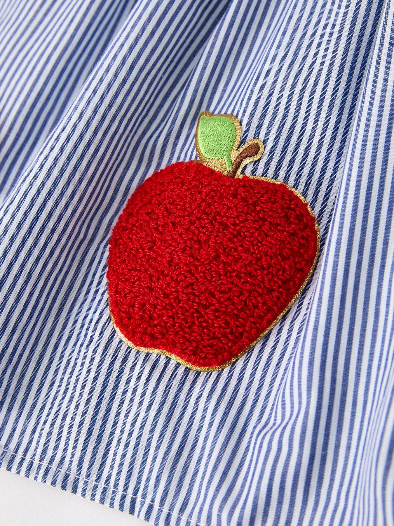 BACK TO SCHOOL Apple Applique Girls Dress - side view