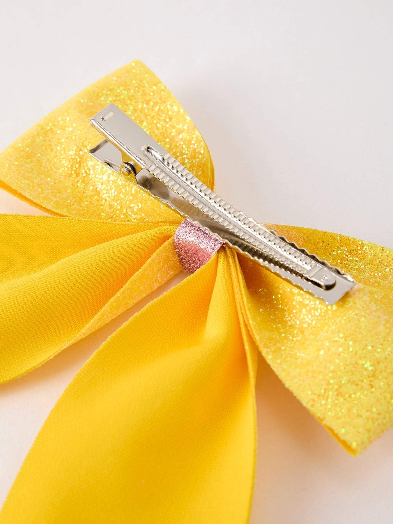 Back to School Sequin Bow Hairpin bows, print and pattern detail