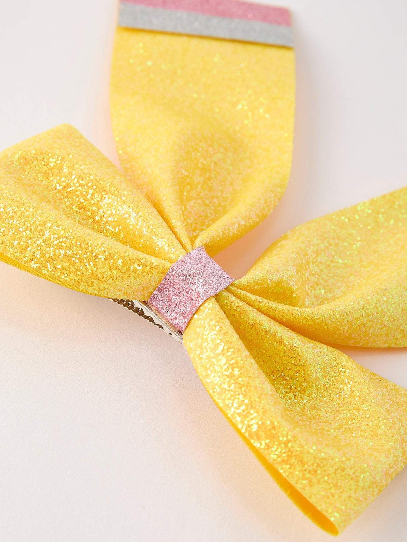 Back to School Sequin Bow Hairpin bows, close-up detail