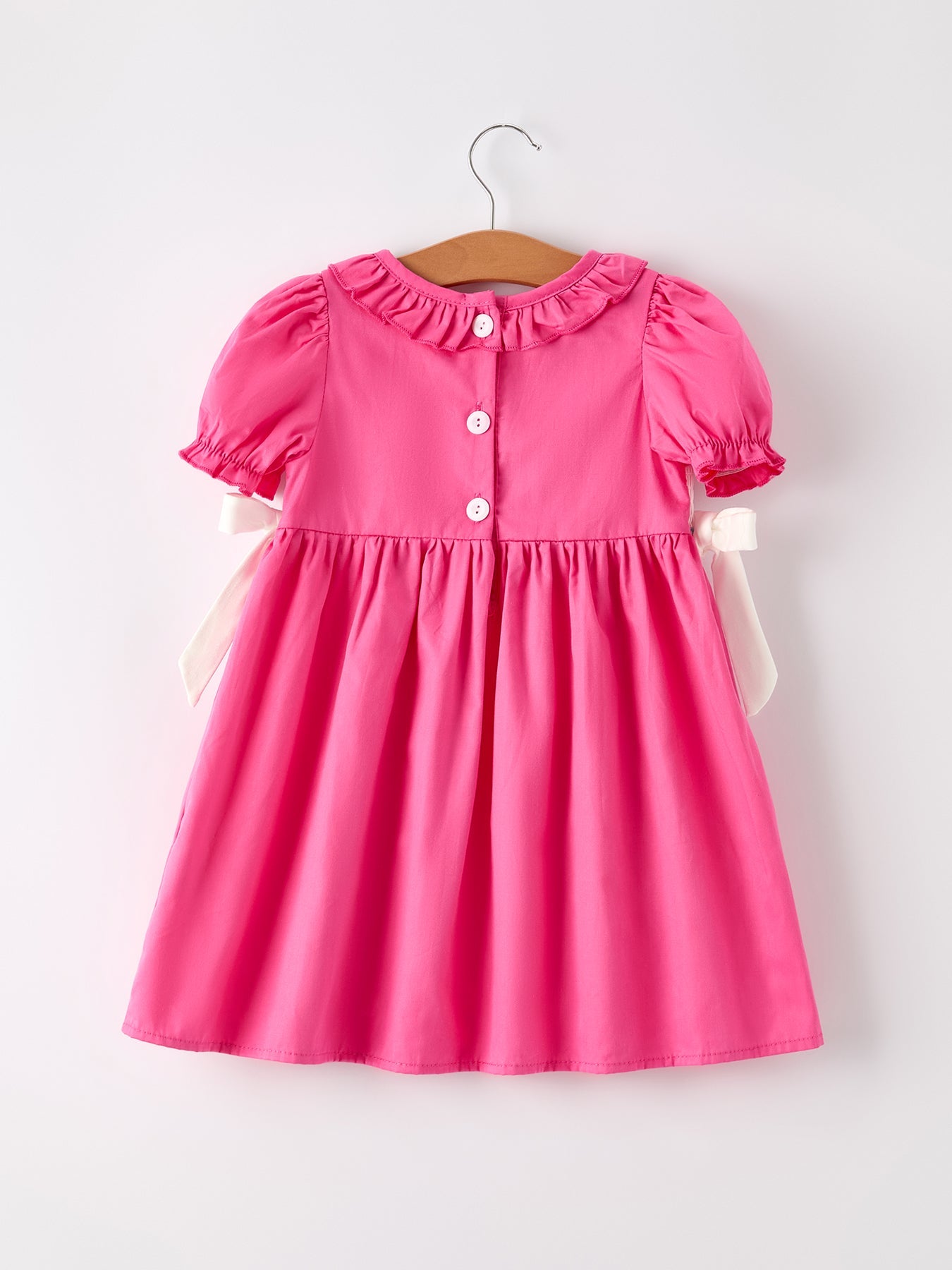 Pink Smocked Church Christ Bishop Christening Bow Girl Dress