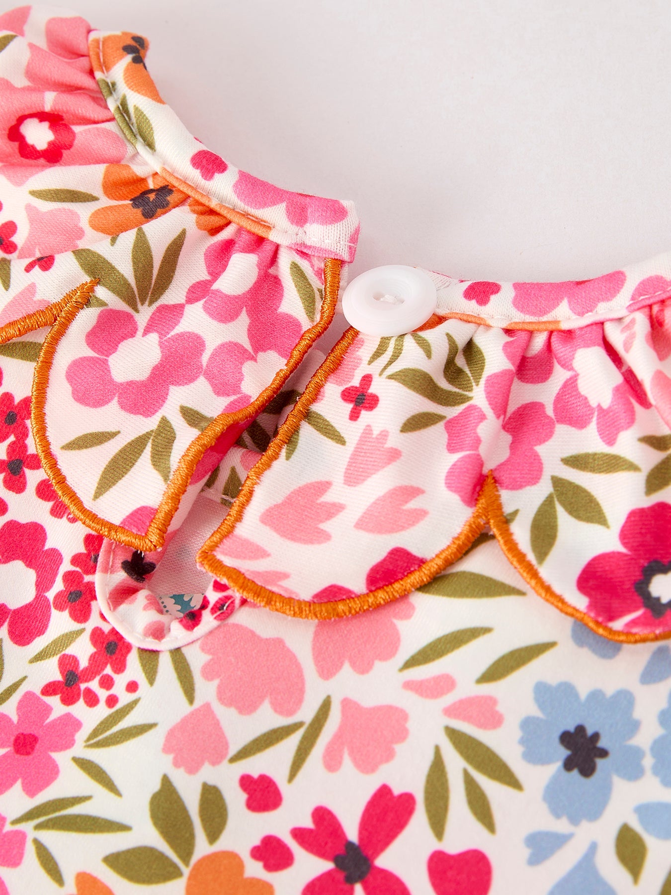 Fall Halloween & Thanksgiving Pumpkin Bow Smock Embroidered Floral Dress