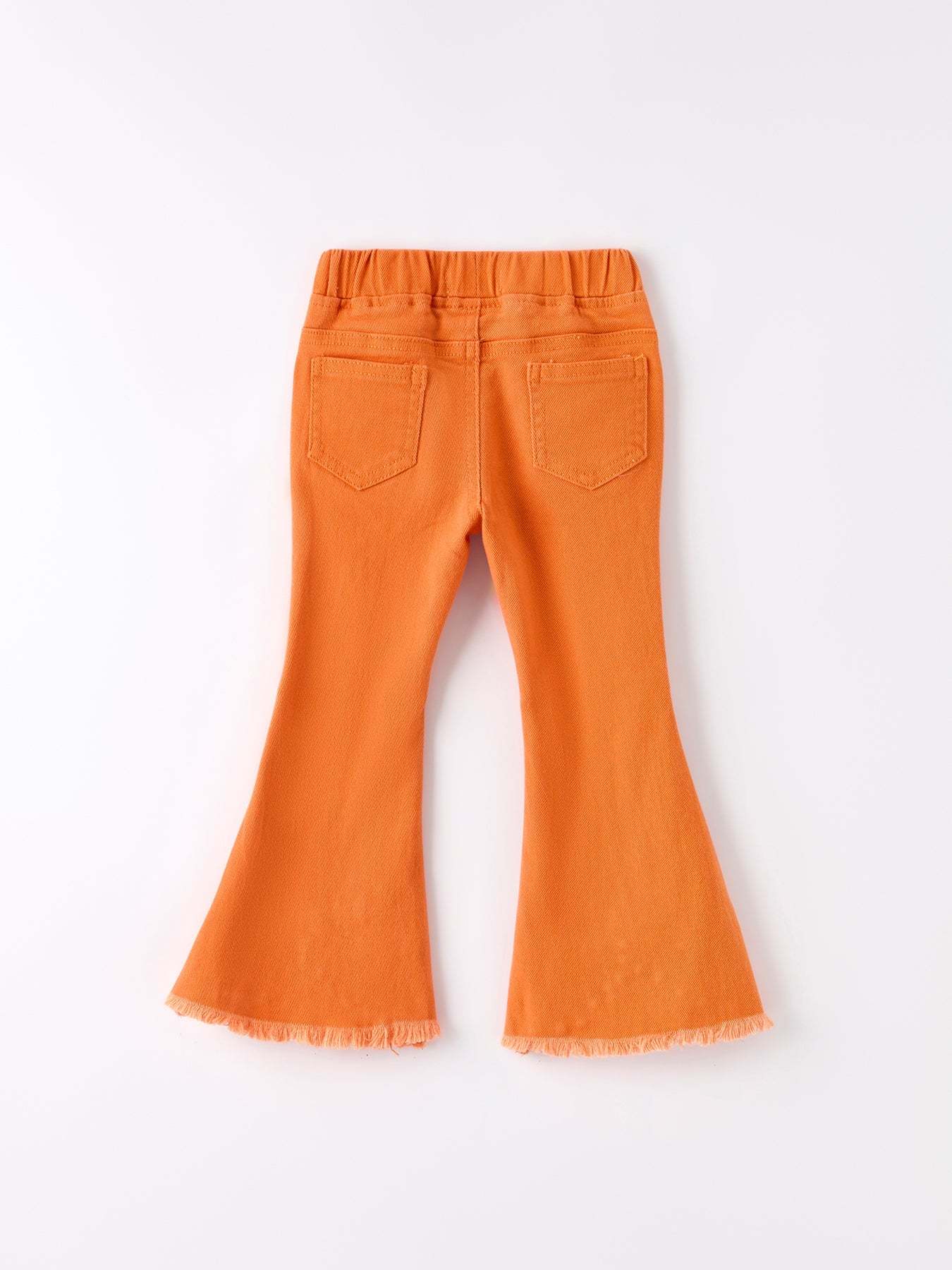 Orange Flared Elastic Jeans