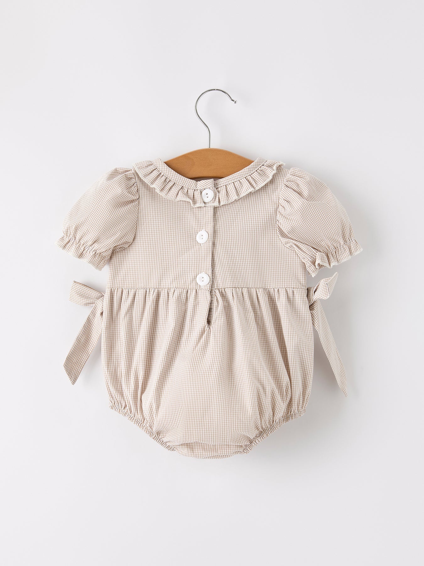 Fall Halloween & Thanksgiving Pumpkin Embroidery Smock Plaid Baby Girl Romper