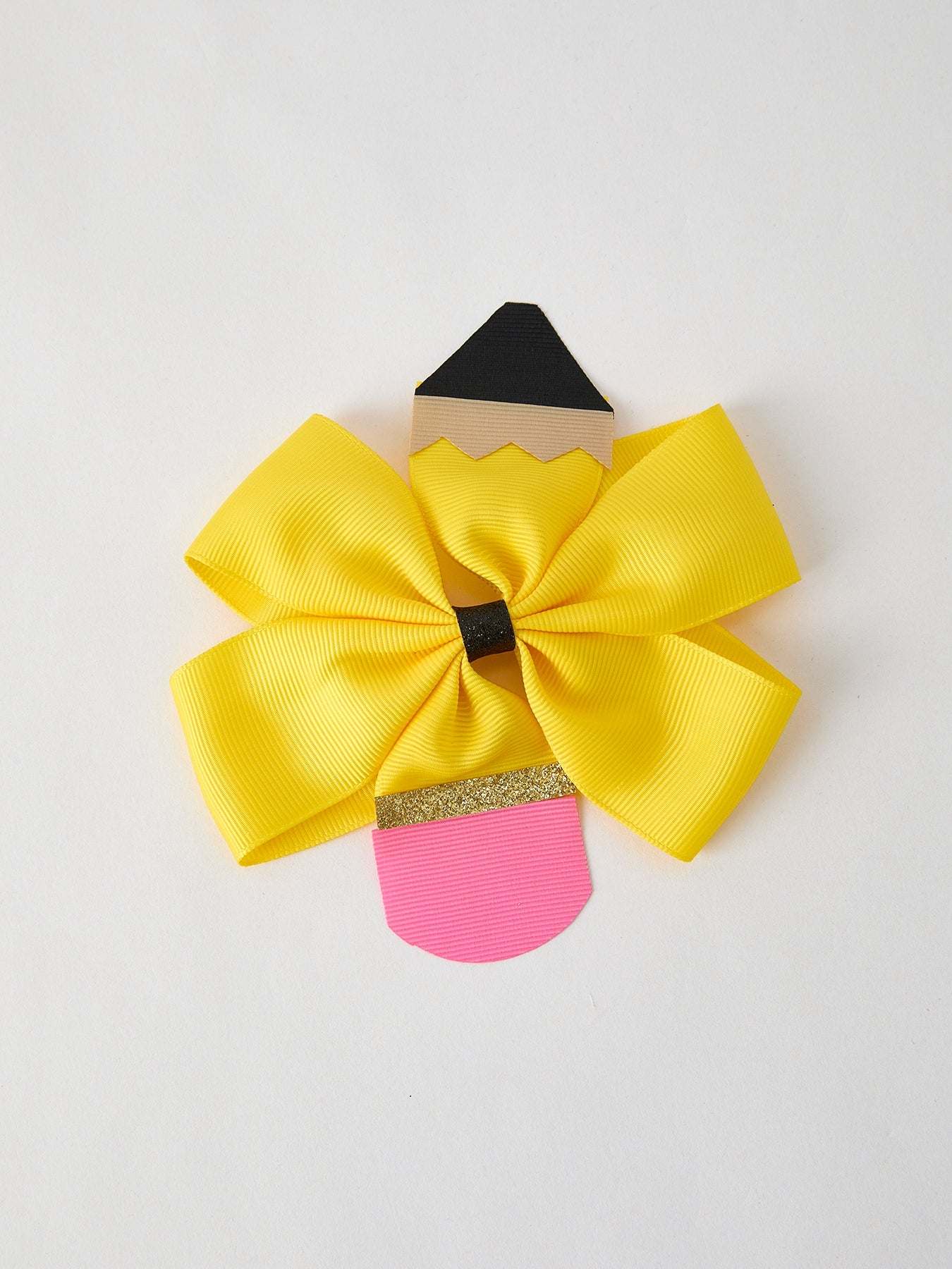 Back To School Pencil Bow 4.3 inch Hair Clip Bows - back view