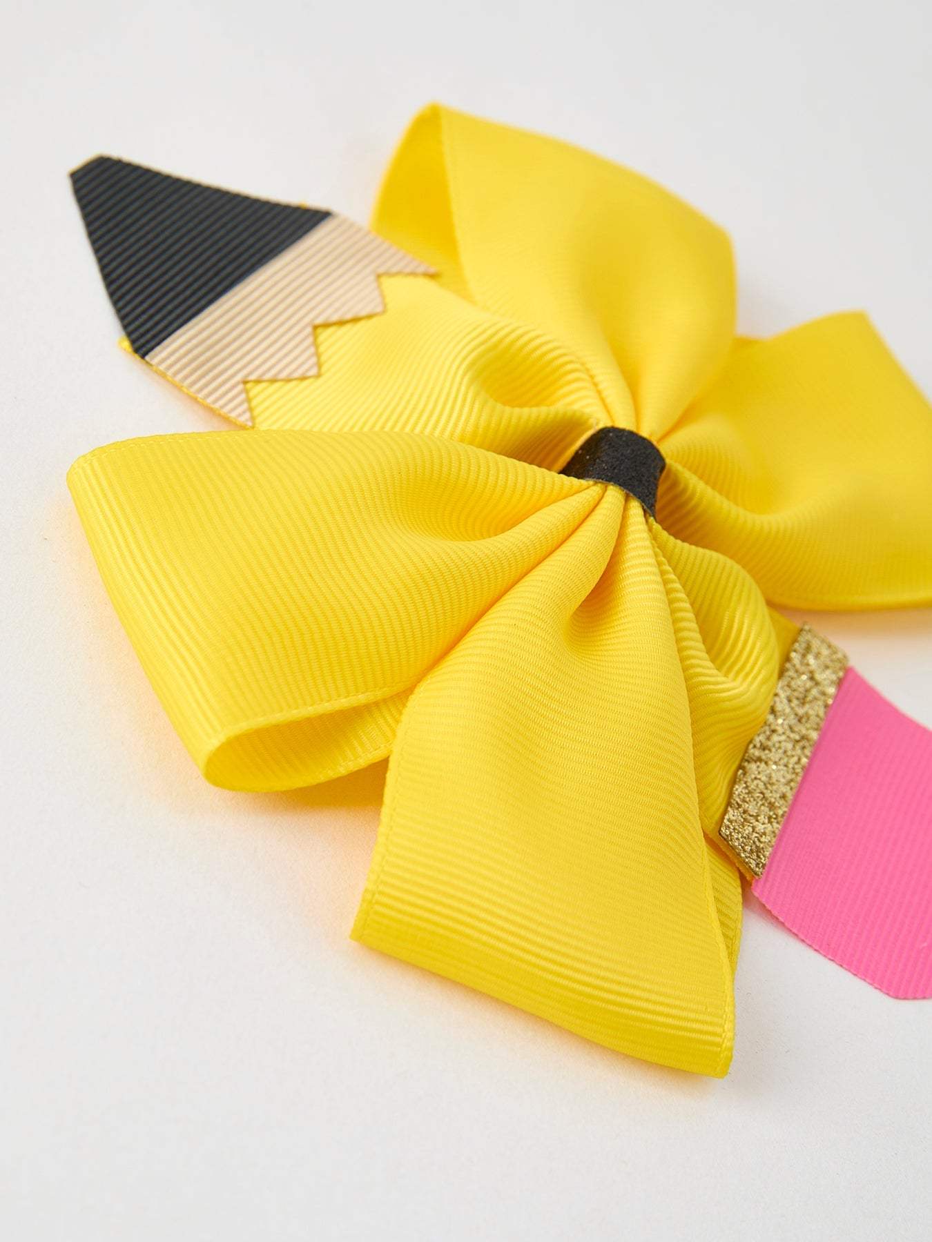 Back To School Pencil Bow 4.3 inch Hair Clip Bows - detail view