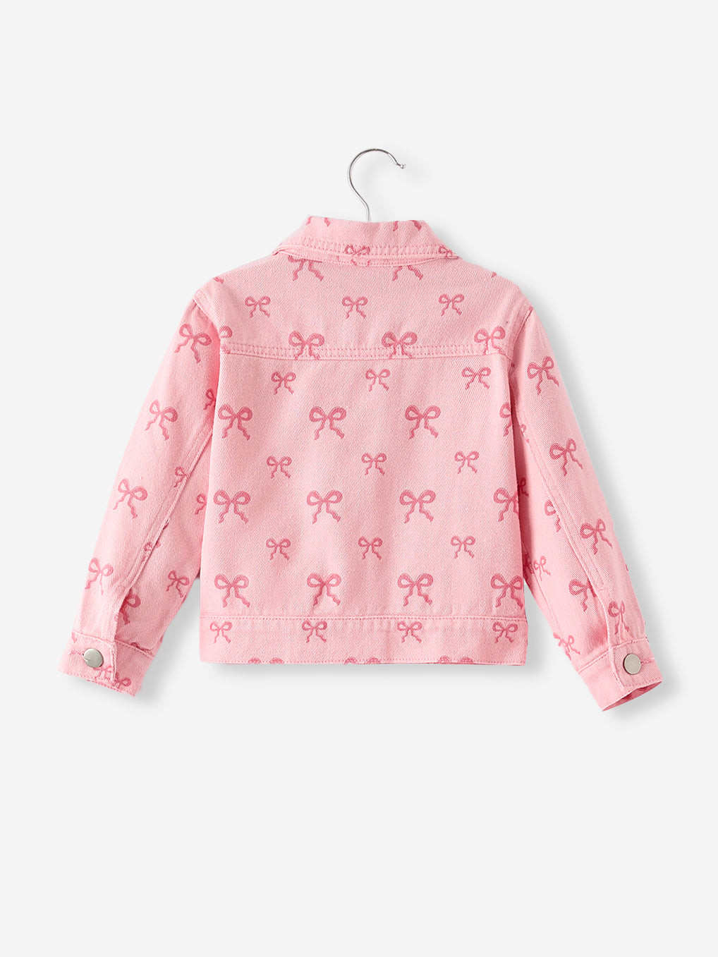Pink Fall Girls Butterfly Print Denim Top full length view
