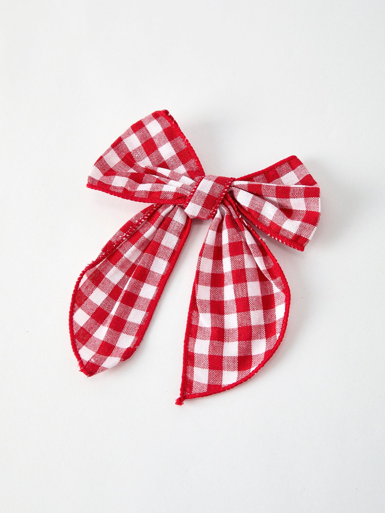 Christmas Red and White Plaid Bow 5 Inch Hairpin