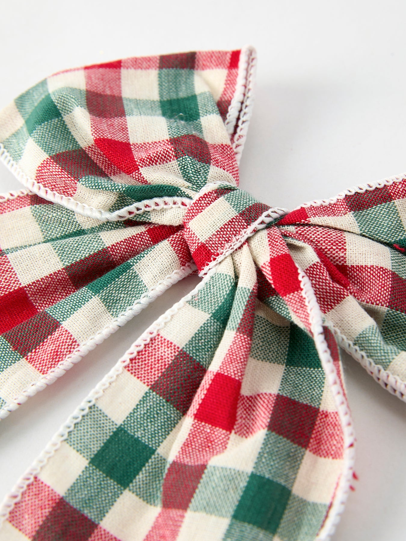 Christmas Red，Green and White Plaid Bow 5 Inch Hairpin