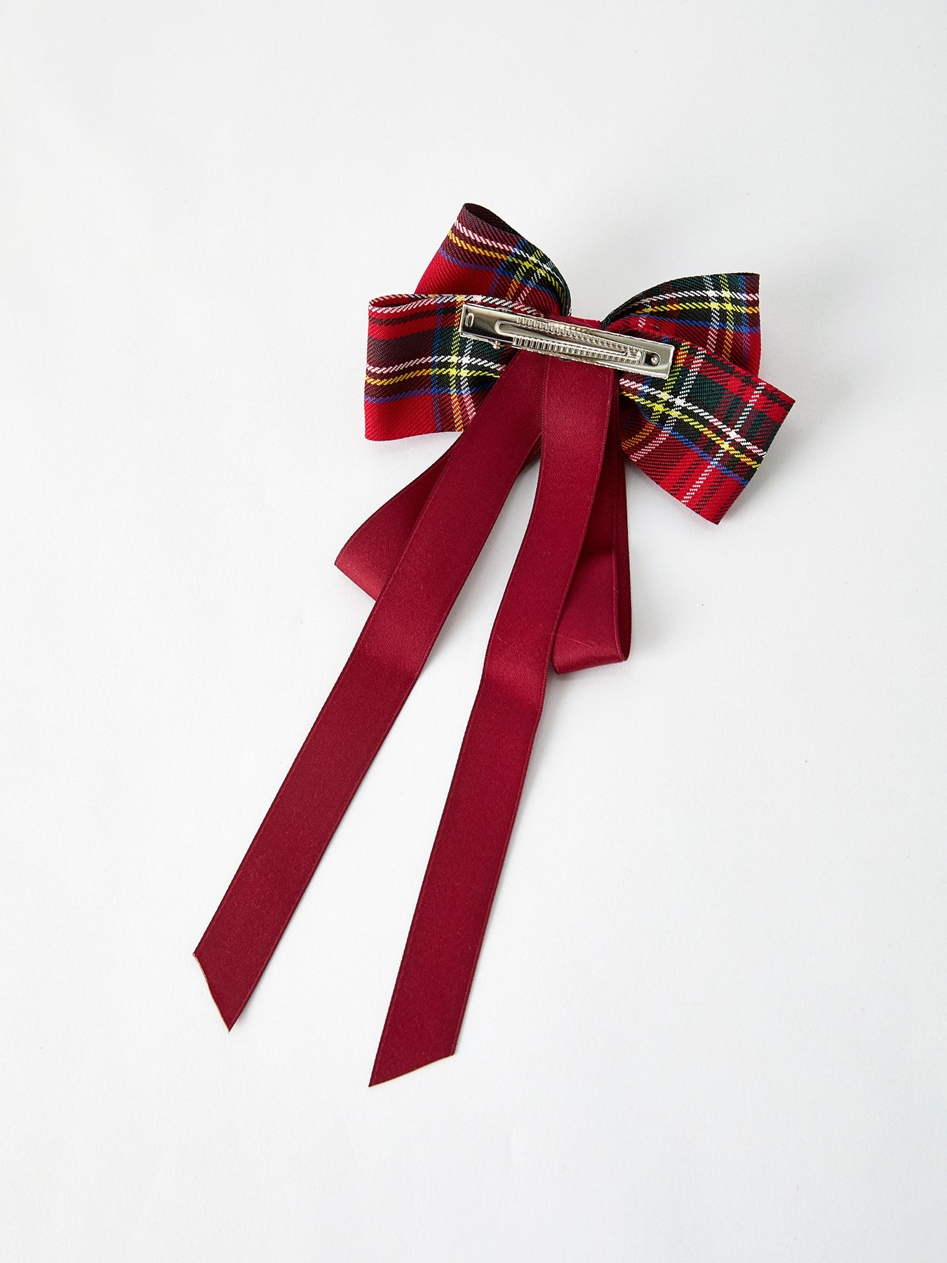 Christmas Red Plaid Zircon Bow Hairpin