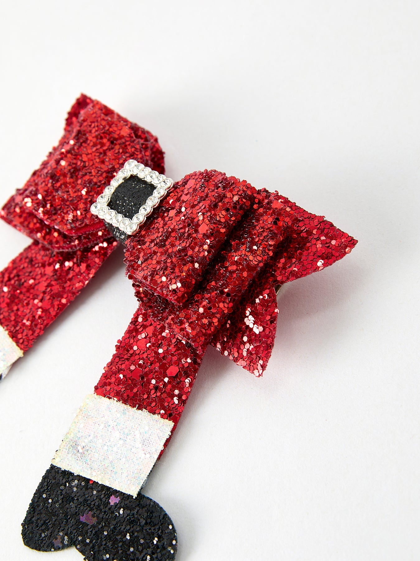 Christmas Red Sequined Zirconia Bow Hairpin