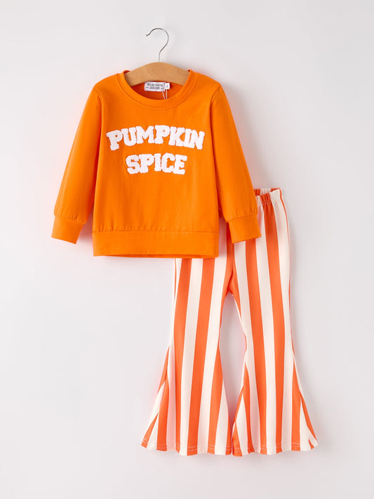 Fall Halloween & Thanksgiving "PUMPKIN SPICE" Chenille Patches Girls Set