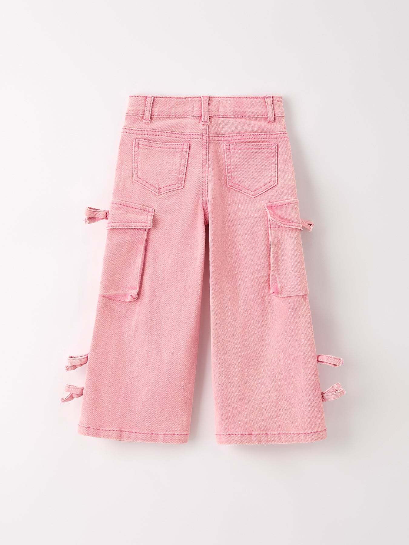 Pink Wide-Leg Denim Pants With Pockets jeans detail view