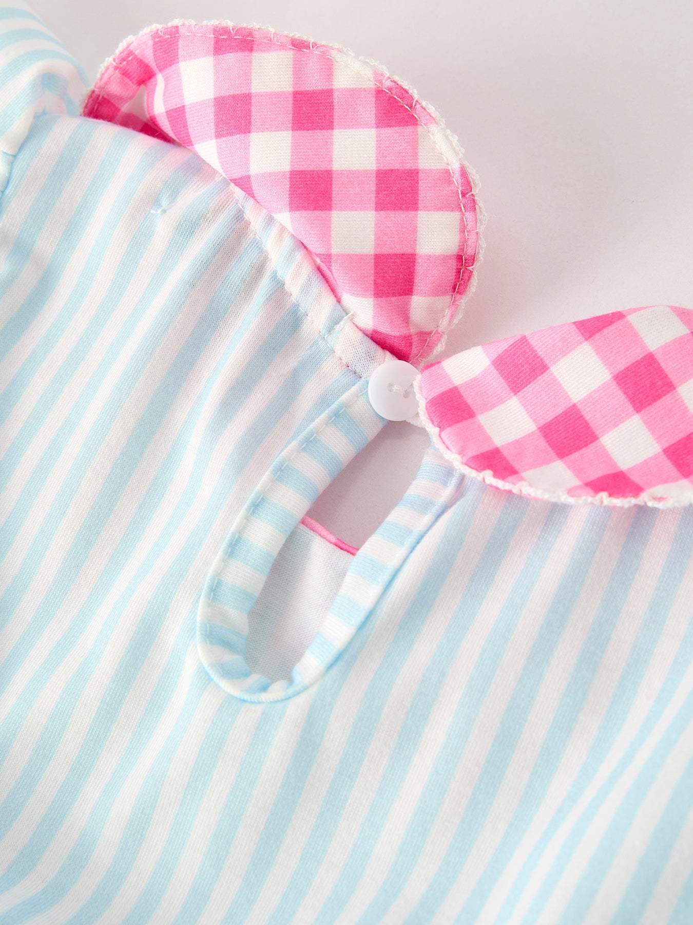 Back To School Girls Striped lapels Bow Dress - fabric and material close-up