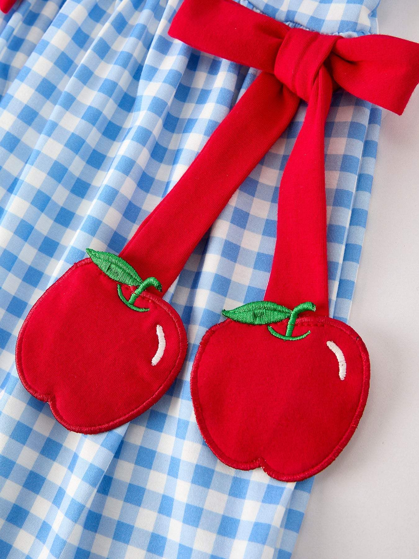 Back To School Girls Striped Lapels Apple Bow Dress, side view
