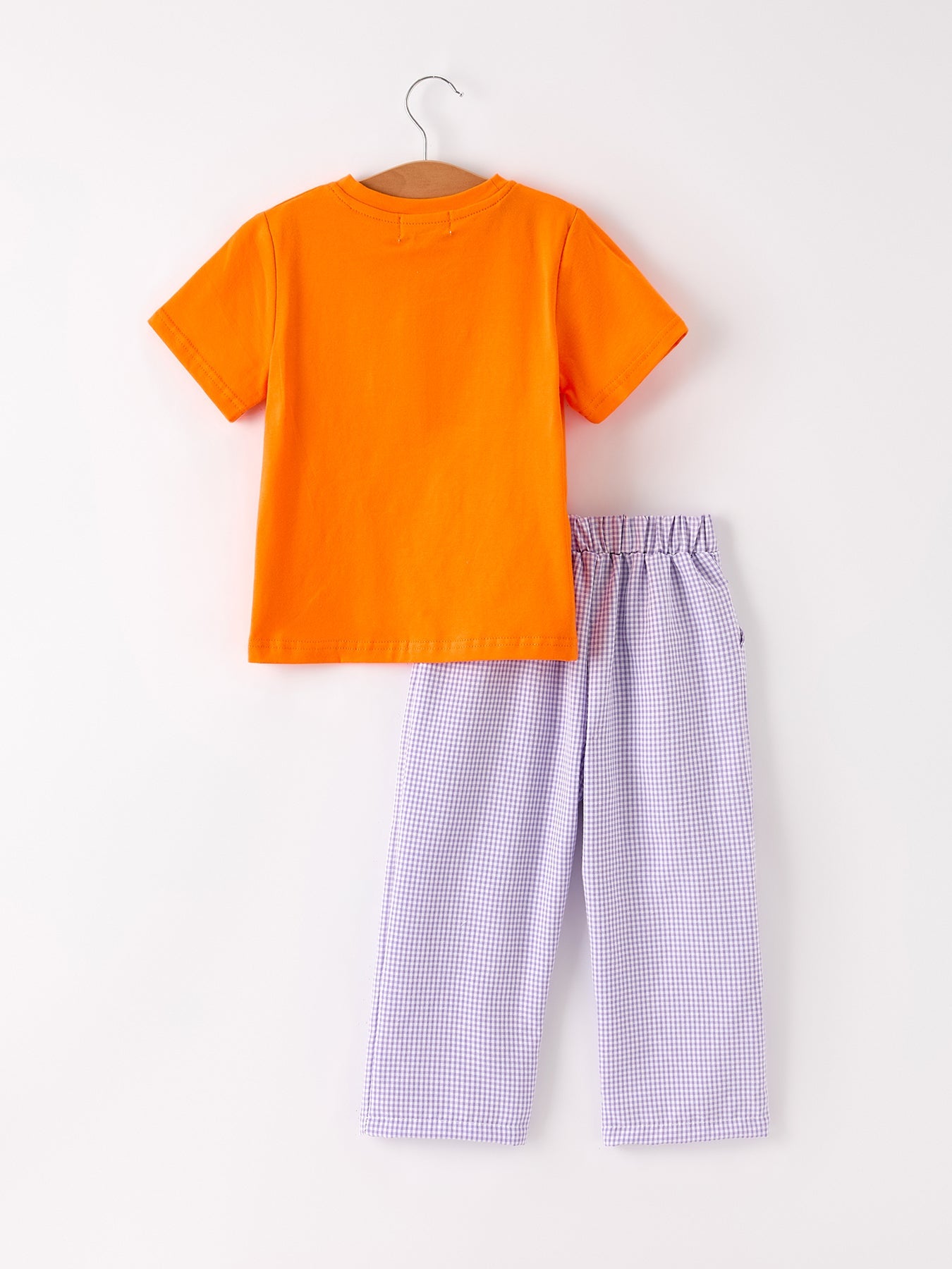 Fall Halloween Purple Balloon Pumpkin Cat Smock Embroidery Boy Set