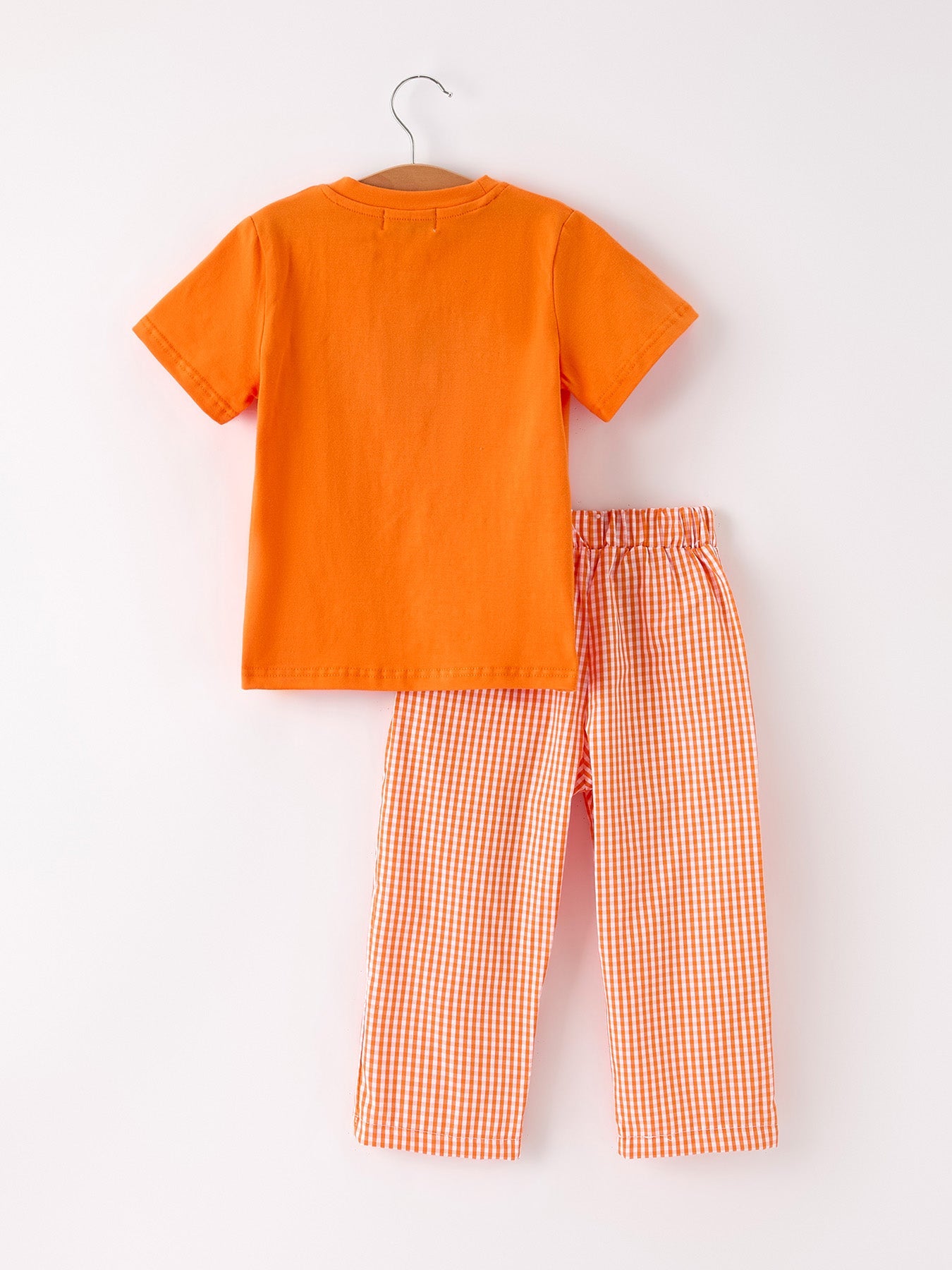 Fall Halloween Orange Pumpkin Ghost Spider Smock Embroidery Boy Set