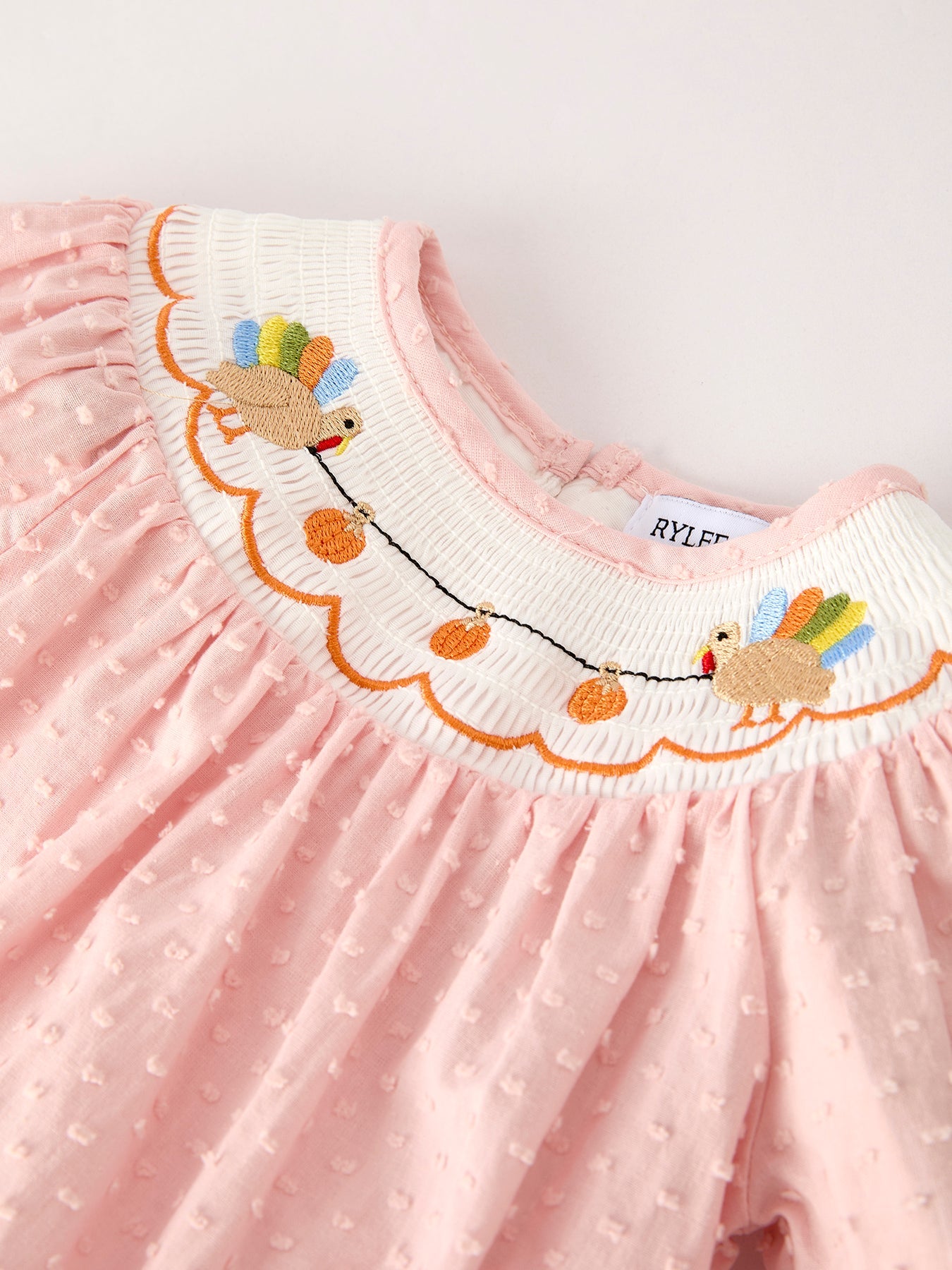 Fall Thanksgiving& Halloween Chicken Pumpkin Smock Embroidery Baby Girl Romper