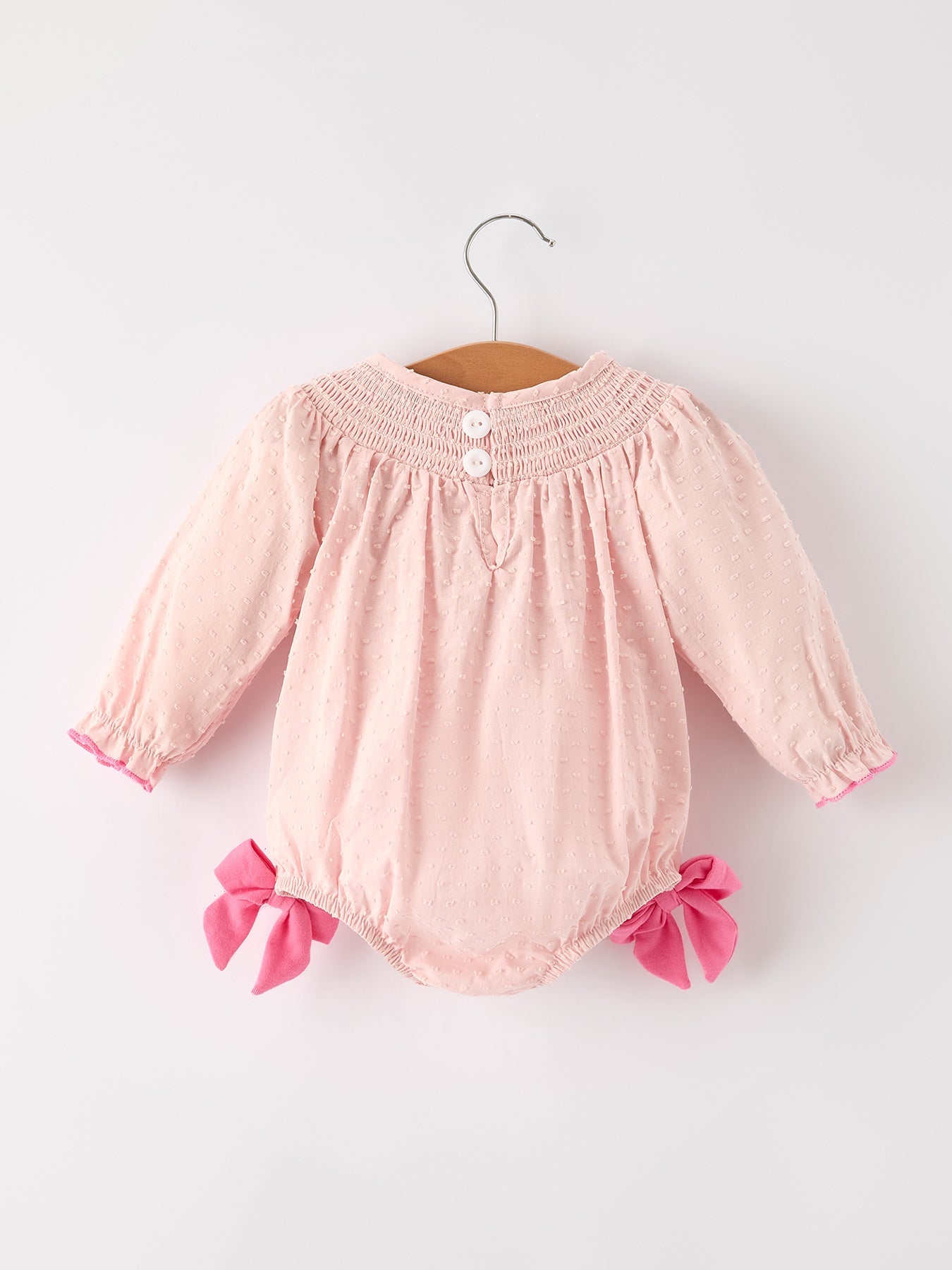 Autumn Halloween Light Pink Ghost Embroidery Smock Floral Girls Romper