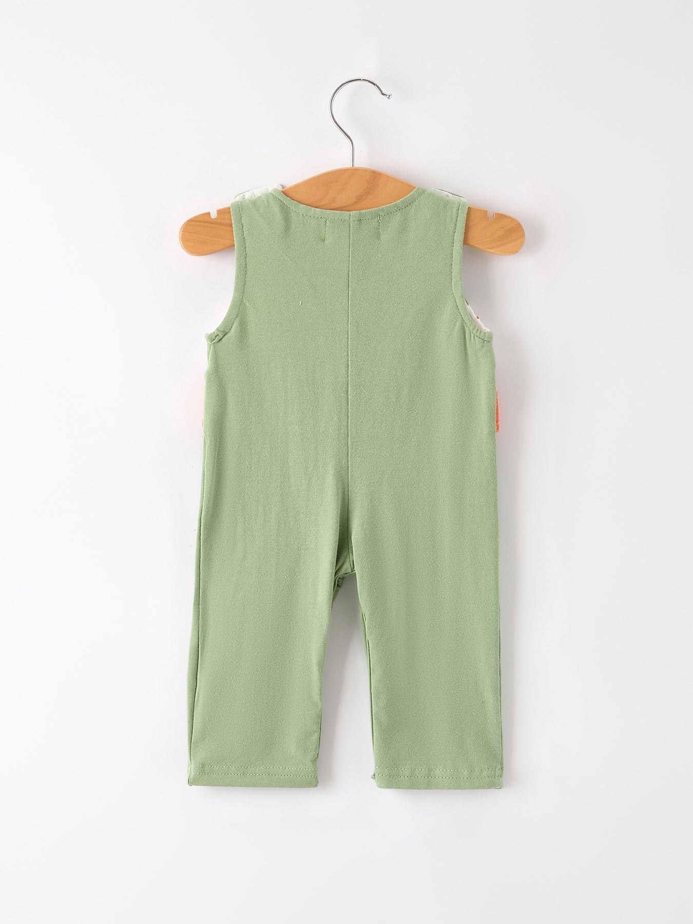Fall Thanksgiving Chicken Smock Embroidered Green Boys Romper