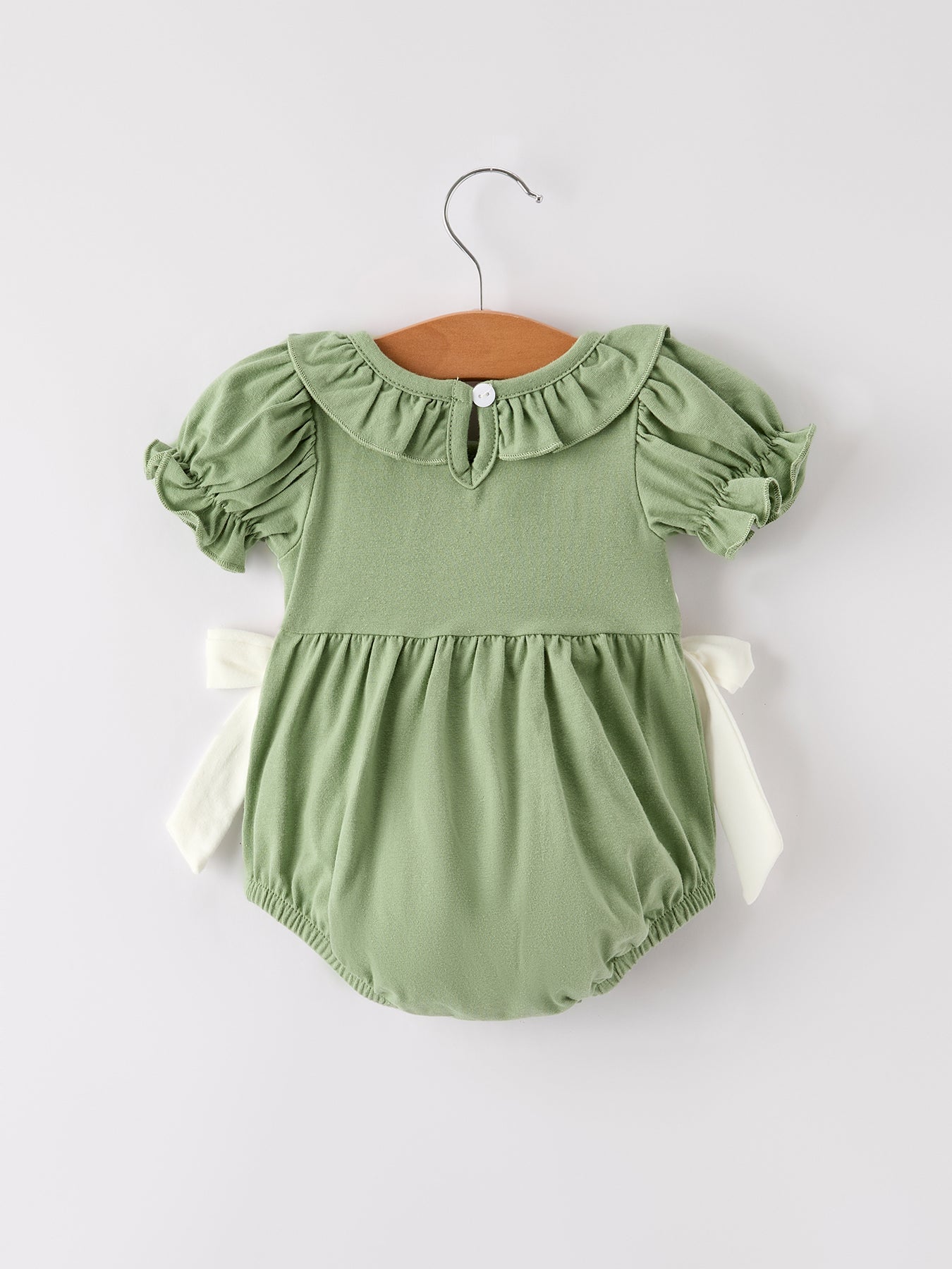 Fall Thanksgiving Chicken Smock Embroidered Green  Baby Girl Romper